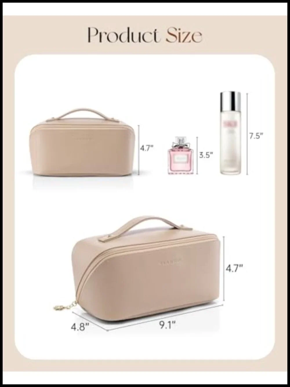 PU Leather Makeup Bag Travel Toiletry Case Cosmetic Organizer for Women